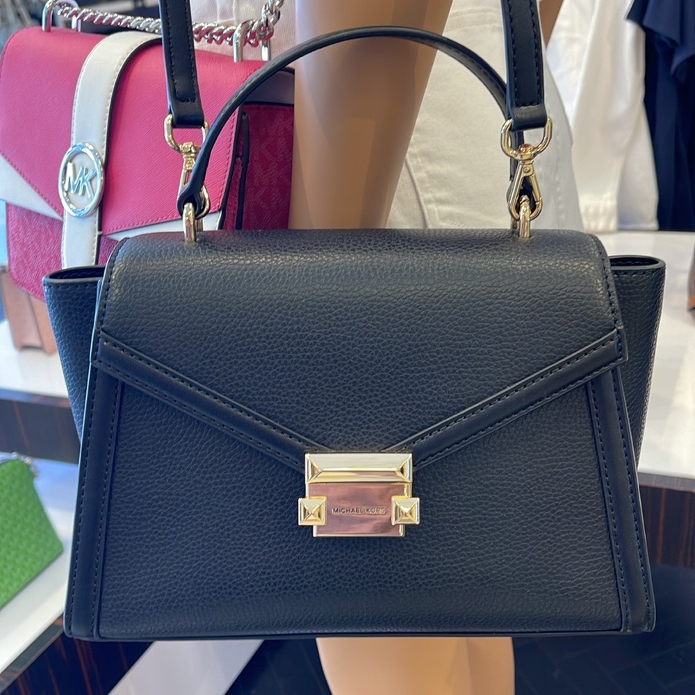 Michael Kors Whitney Medium Leather Flap Satchel Shoulder Crossbody Bag 
Black - Picture 16 of 16